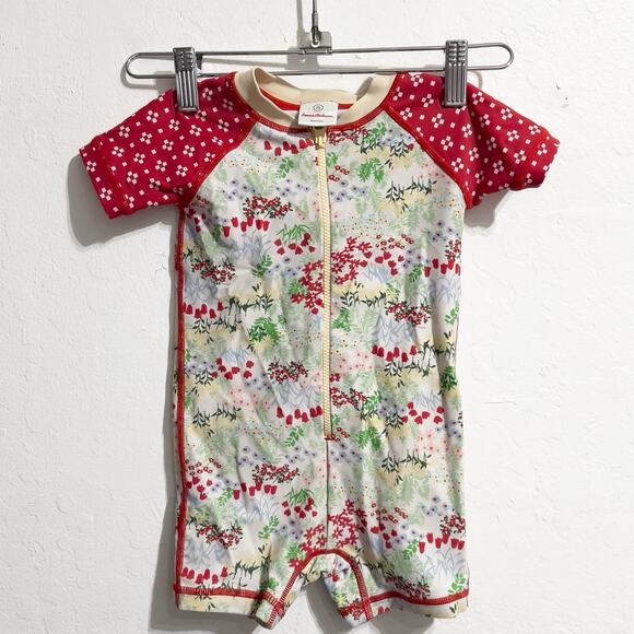 Hanna Anderson Rash Guard Zip Swim Floral Short Sleeve Sz 75 12-18 mons - Picture 1 of 5